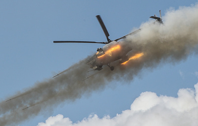 Вертолет Ми-28НМ уничтожил технику ВСУ в Курской области